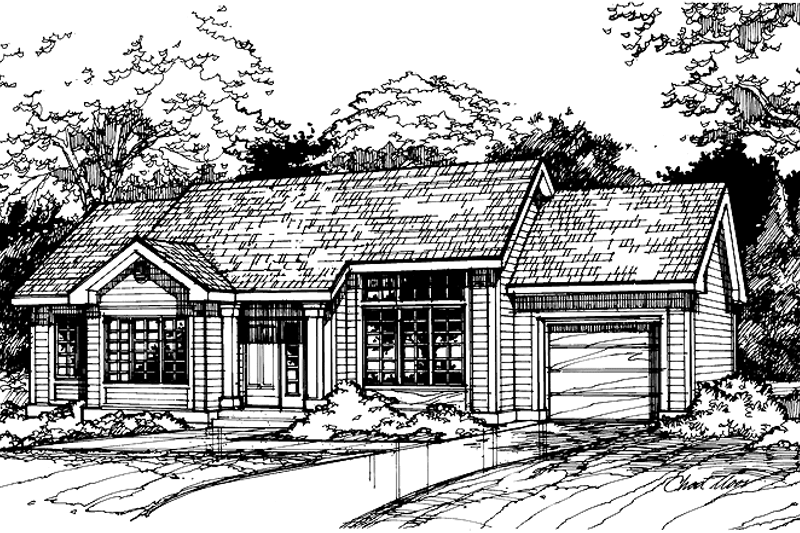 Architectural House Design - Ranch Exterior - Front Elevation Plan #320-740