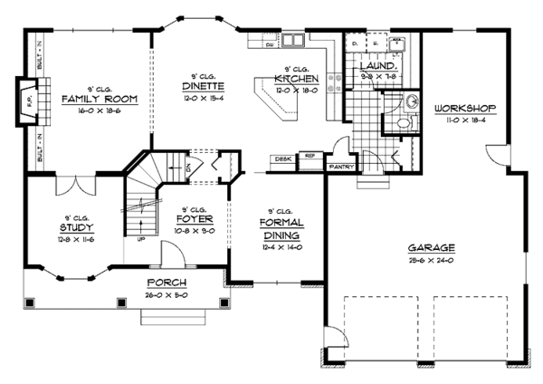 Dream House Plan - European Floor Plan - Main Floor Plan #51-631