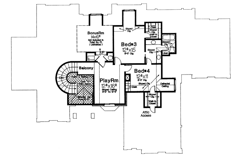House Blueprint - Floor Plan - Upper Floor for Country House Plan #310-1008 - 4 bed, 3.5 bath