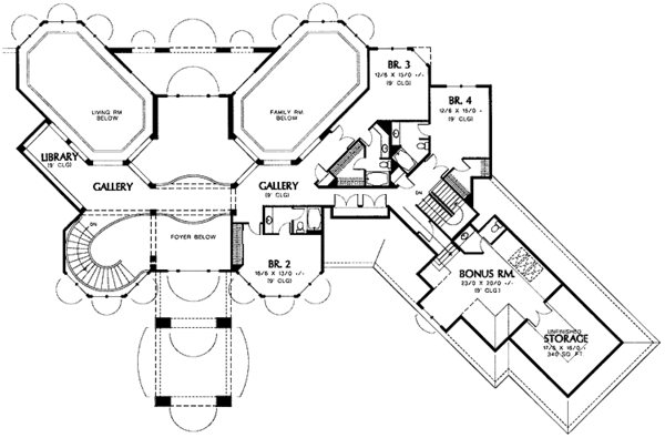 Architectural House Design - European Floor Plan - Upper Floor Plan #48-768