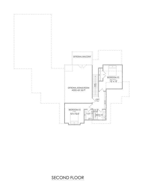 Farmhouse Floor Plan - Upper Floor Plan #1098-1