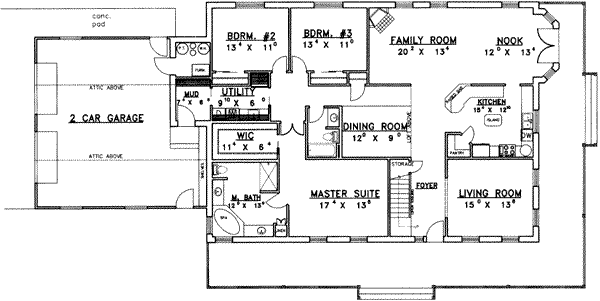 Dream House Plan - Floor Plan - Main Floor for Traditional House Plan #117-323 - 3 bed, 2 bath