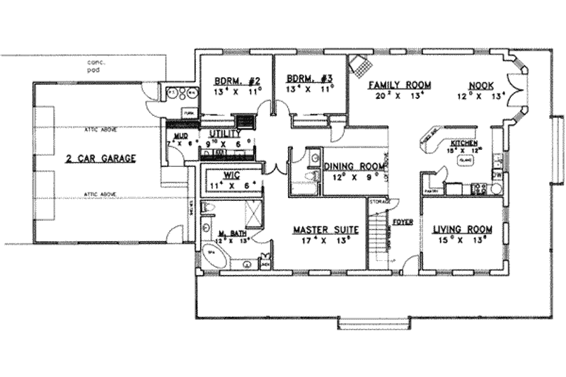 Dream House Plan - Floor Plan - Main Floor for Traditional House Plan #117-323 - 3 bed, 2 bath