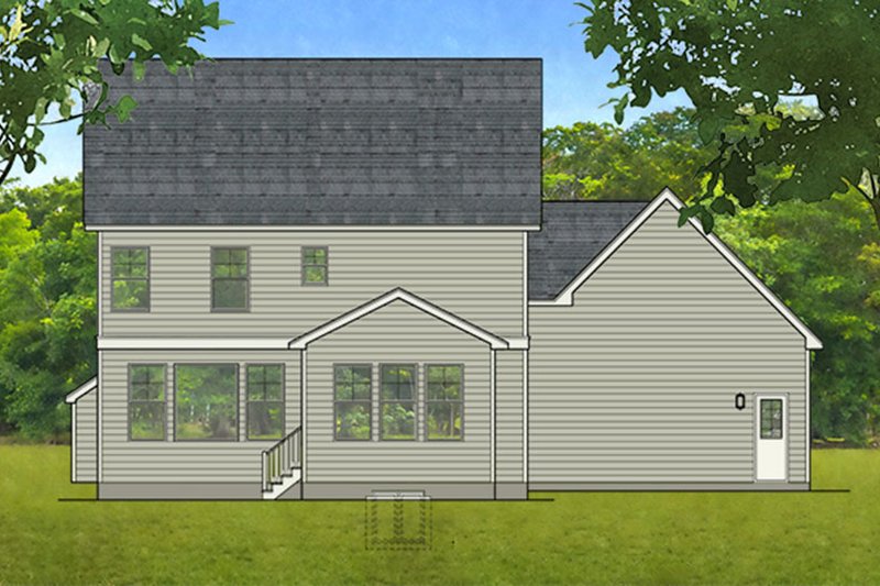House Design - Exterior - Rear Elevation for Colonial House Plan #1010-198 - 3 bed, 2.5 bath