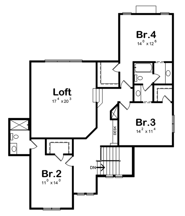 House Design - European Floor Plan - Upper Floor Plan #20-2245