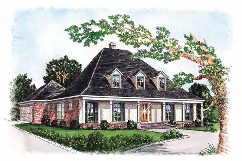 House Blueprint - Colonial Exterior - Front Elevation Plan #15-305