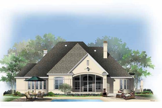 Exterior - Rear Elevation for European House Plan #929-890 - 3 bed, 2.5 bath