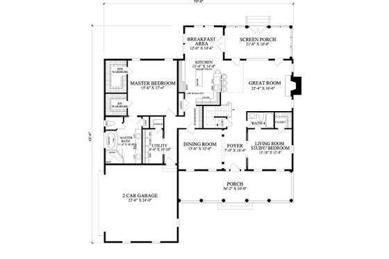 Cape Cod style house plan, main level floorplan