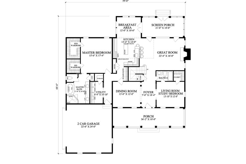Dream House Plan - Cape Cod style house plan, main level floorplan