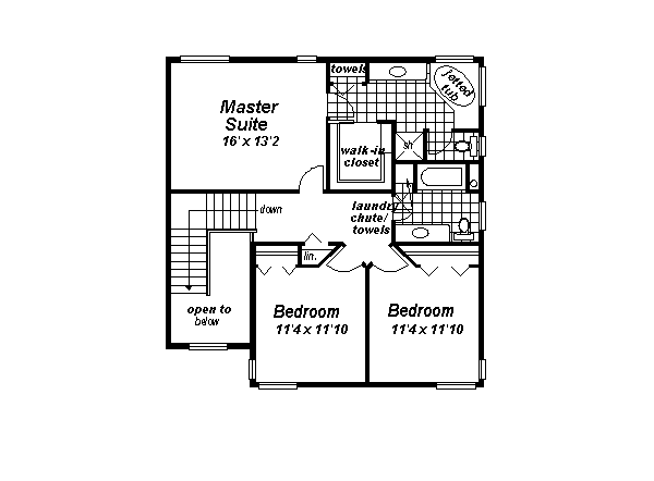 House Blueprint - European Floor Plan - Upper Floor Plan #18-295