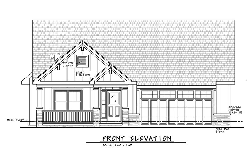 Home Plan - Exterior - Front Elevation 5 for Craftsman House Plan #20-2269 - 3 bed, 2 bath