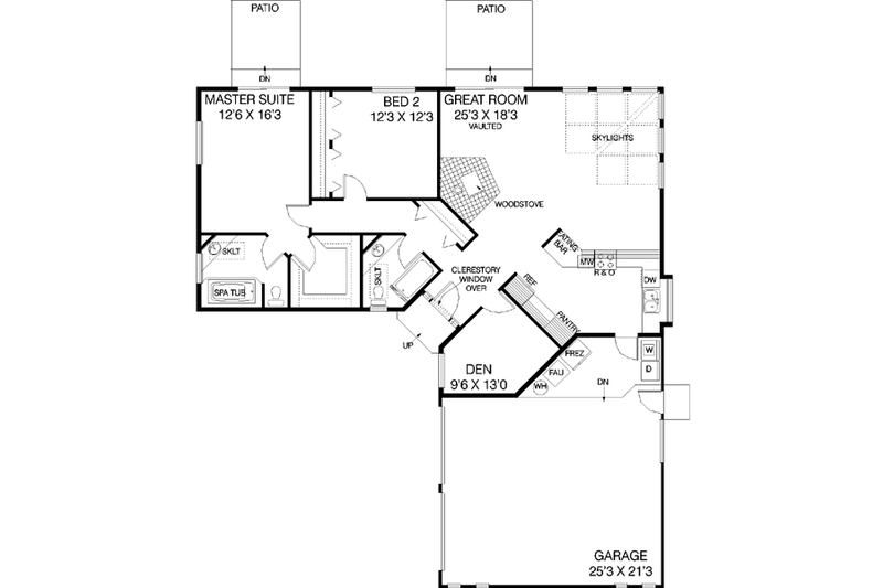 House Plan Design - Floor Plan - Main Floor for Ranch House Plan #60-456 - 3 bed, 2 bath
