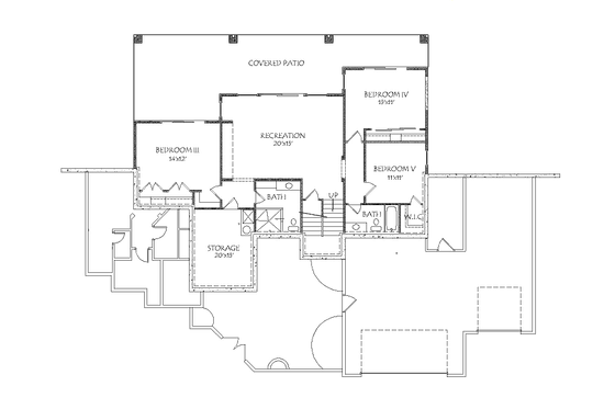 Floor Plan - Lower Floor for Mediterranean House Plan #24-271 - 5 bed, 4.5 bath