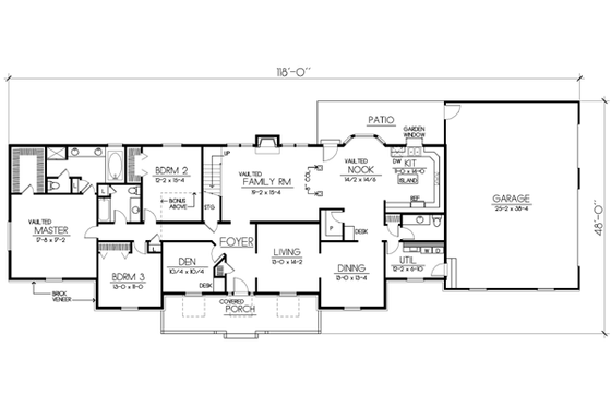 Floor Plan - Main Floor for Country House Plan #100-458 - 3 bed, 2.5 bath