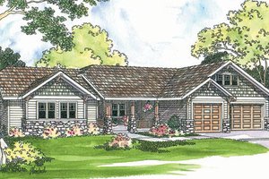 Ranch Exterior - Front Elevation Plan #124-371