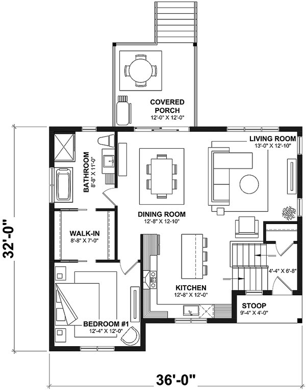 Bungalow Floor Plan - Main Floor Plan #23-2814