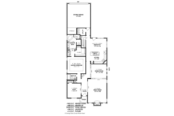 Floor Plan - Main Floor for European House Plan #424-153 - 3 bed, 3 bath