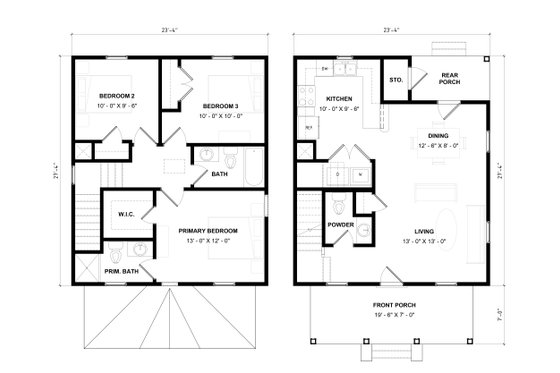 Floor Plan - Main Floor for Prairie House Plan #936-55 - 3 bed, 2.5 bath