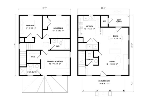 House Blueprint - Floor Plan - Main Floor for Prairie House Plan #936-55 - 3 bed, 2.5 bath