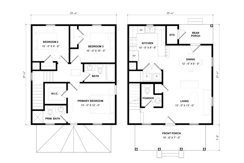 House Blueprint - Floor Plan - Main Floor for Prairie House Plan #936-55 - 3 bed, 2.5 bath