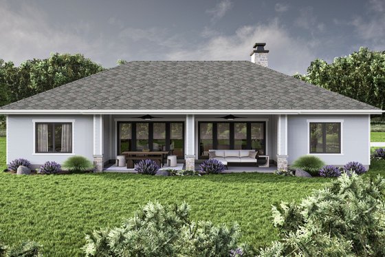 Exterior - Rear Elevation for Traditional House Plan #455-436 - 3 bed, 2 bath