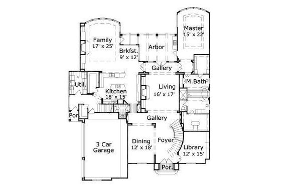 Floor Plan - Main Floor for Colonial House Plan #411-491 - 5 bed, 5.5 bath