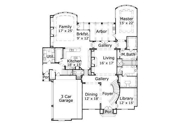 Colonial Floor Plan - Main Floor Plan #411-491