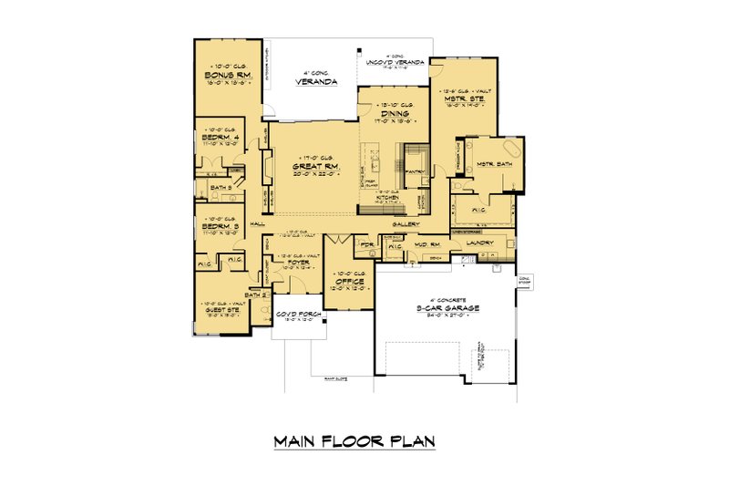 Home Plan - Floor Plan - Main Floor for Contemporary House Plan #1066-168 - 4 bed, 3.5 bath