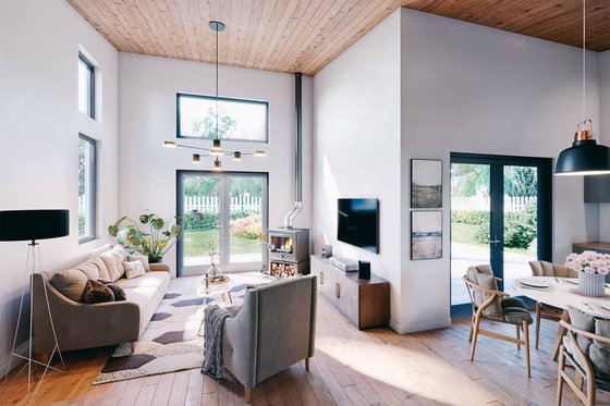 Interior - Family Room for Contemporary House Plan #924-12 - 2 bed, 1 bath