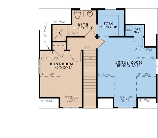 Farmhouse Floor Plan - Upper Floor Plan #17-3446