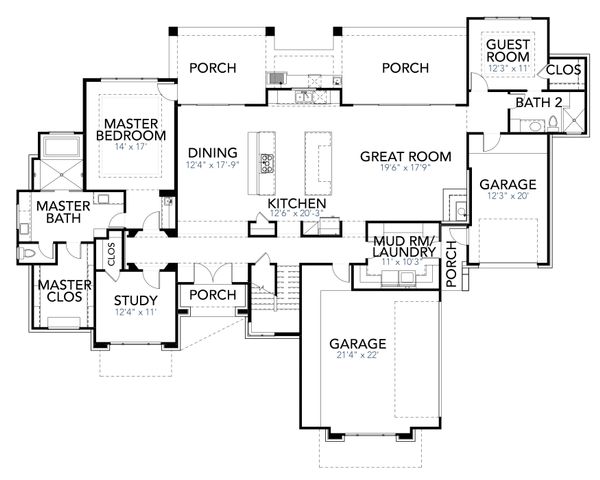 Home Plan - Contemporary Floor Plan - Main Floor Plan #80-217