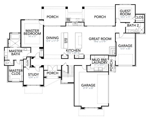 Dream House Plan - Contemporary Floor Plan - Main Floor Plan #80-217