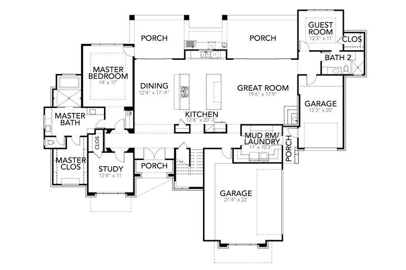 Dream House Plan - Floor Plan - Main Floor for Contemporary House Plan #80-217 - 4 bed, 4 bath