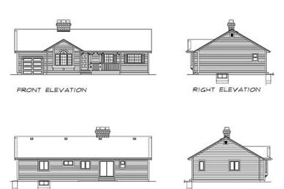 Exterior - Rear Elevation for Ranch House Plan #47-233 - 3 bed, 2 bath