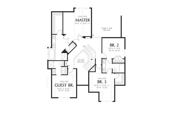 Floor Plan - Upper Floor for Craftsman House Plan #48-173 - 4 bed, 3.5 bath