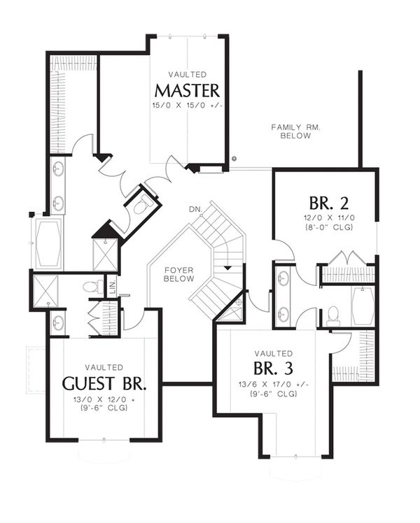 Craftsman Floor Plan - Upper Floor Plan #48-173
