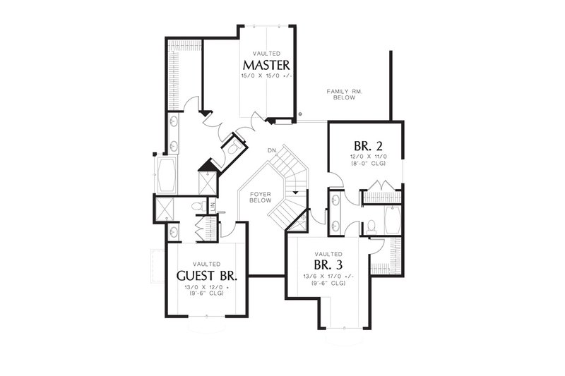 House Blueprint - Floor Plan - Upper Floor for Craftsman House Plan #48-173 - 4 bed, 3.5 bath