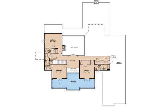 Floor Plan - Upper Floor for Mediterranean House Plan #923-135 - 5 bed, 4.5 bath