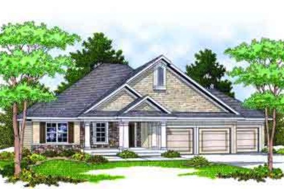 Exterior - Front Elevation for Country House Plan #70-670 - 3 bed, 2 bath