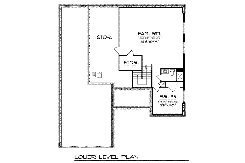 House Plan Design - Floor Plan - Lower Floor for Ranch House Plan #70-817 - 3 bed, 3.5 bath