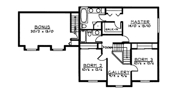 Colonial Floor Plan - Upper Floor Plan #97-224