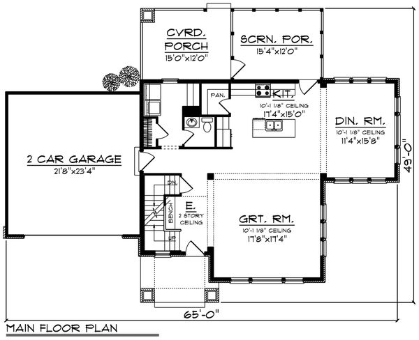Dream House Plan - Craftsman Floor Plan - Main Floor Plan #70-1224