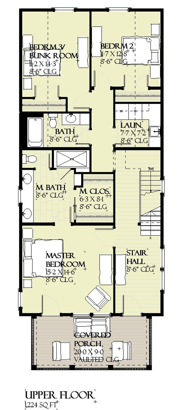 Beach Floor Plan - Upper Floor Plan #901-165