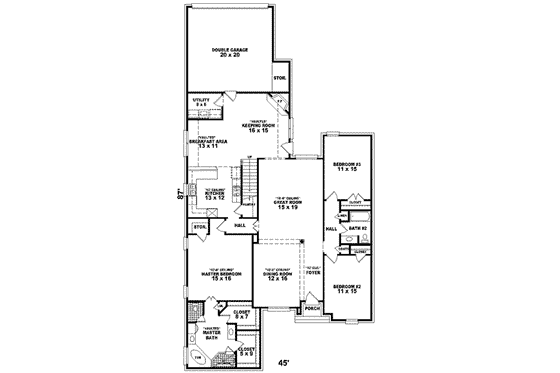 Floor Plan - Main Floor for Traditional House Plan #81-592 - 4 bed, 3 bath