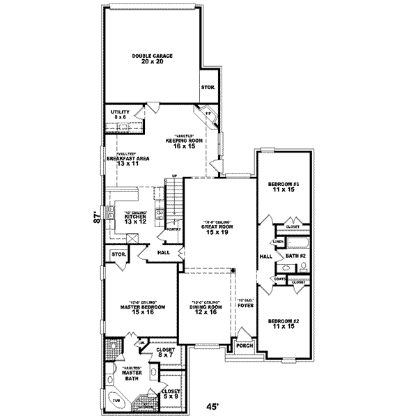 Floor Plan - Main Floor for Traditional House Plan #81-592 - 4 bed, 3 bath