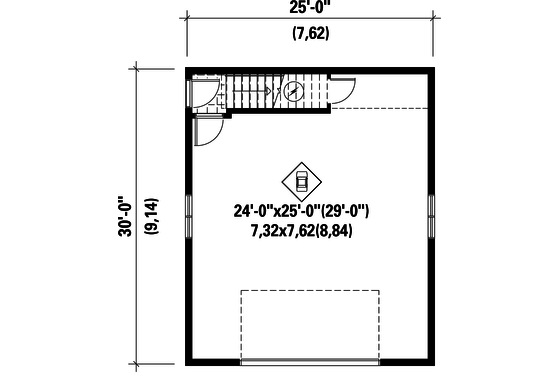 Floor Plan - Main Floor for Country House Plan #25-4750 - 1 bed, 1 bath