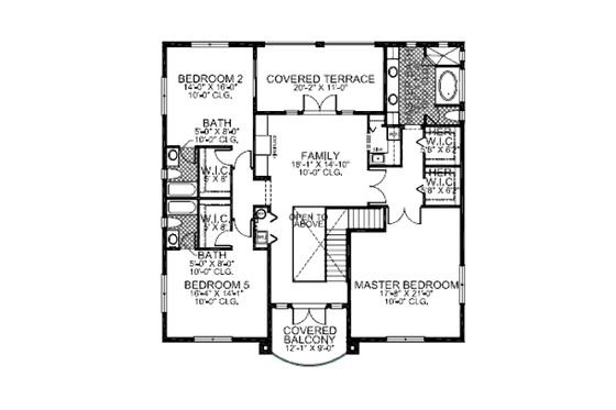 Floor Plan - Upper Floor for Mediterranean House Plan #420-241 - 6 bed, 6.5 bath