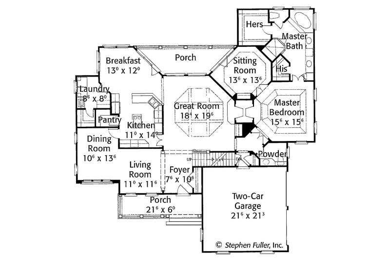 Home Plan - Floor Plan - Main Floor for European House Plan #429-369 - 4 bed, 3.5 bath