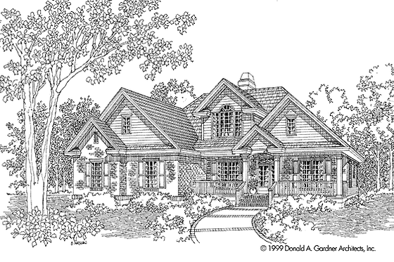 Exterior - Front Elevation 4 for Country House Plan #929-470 - 4 bed, 3 bath