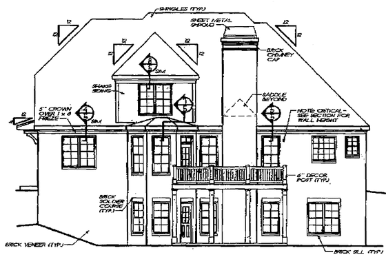 Exterior - Rear Elevation for European House Plan #927-405 - 4 bed, 3 bath